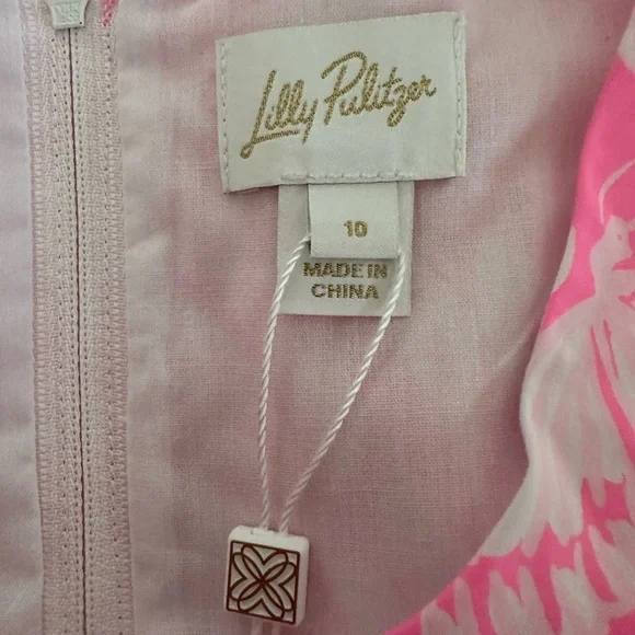 Lilly Pulitzer Pink and White Leaf Pattern Kids Dress